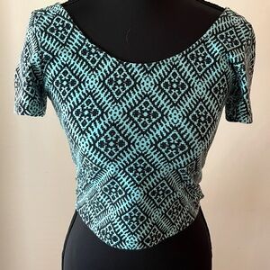 Material girl Patterned Black and turquoise  Women's Top
